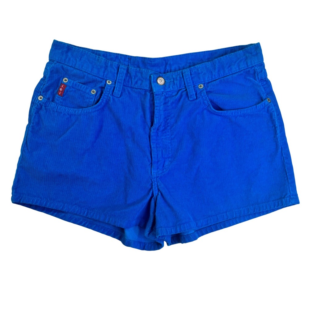 Vintage lei Corduroy Shorts Blue High Waisted Made in USA Size 13 Retro 90s